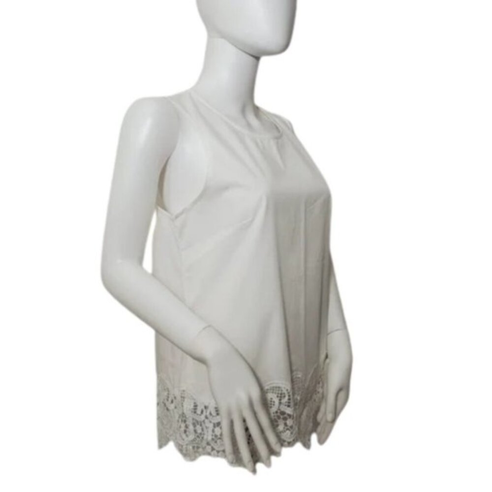 Banana Republic Factory Tank Top S White Lace Hem Sleeveless Eyelet NWT - Picture 5 of 7